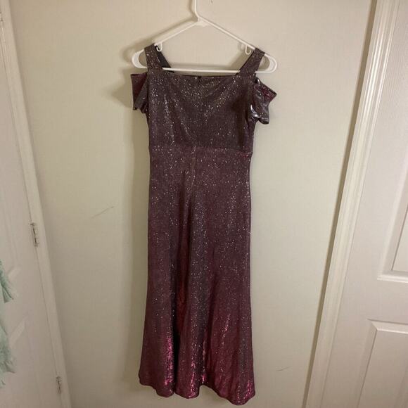 Nightway Glitter Tornazol Silver Fuchsia Gown Long Formal Dress Size 4 NYE - Picture 8 of 15